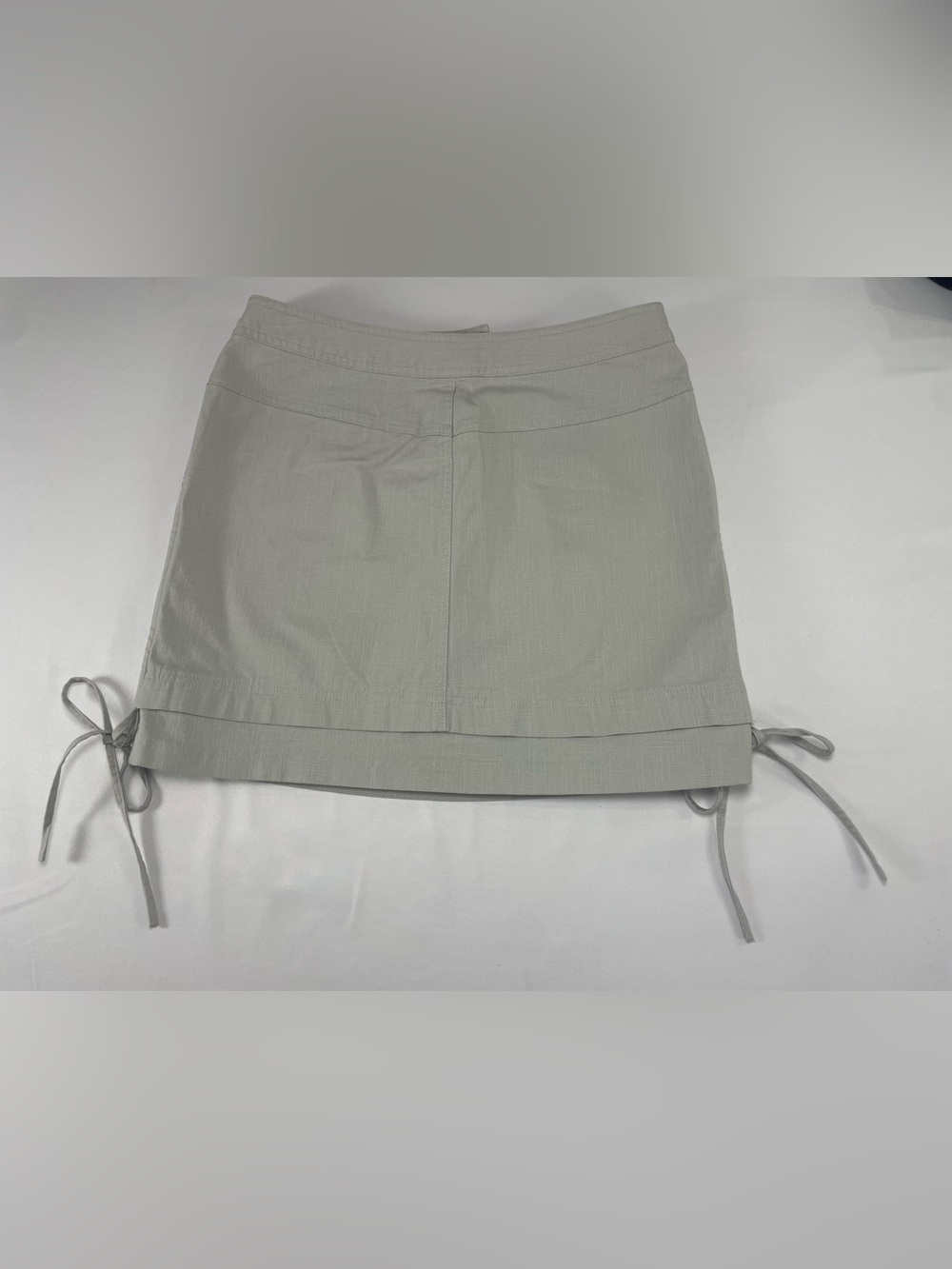 Embroidered Drawstring Mini Skirt - Light Gray - Picture 8 of 12